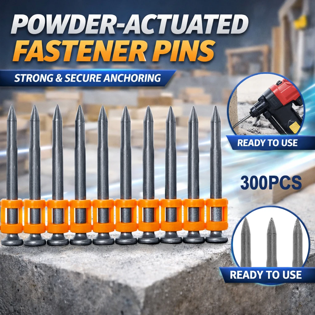 Clavos de Acero para Fijación de Plástico, 3.0mm, 300 Unidades, 19-38mm, para Trabajos de Instalación en Concreto y Metal