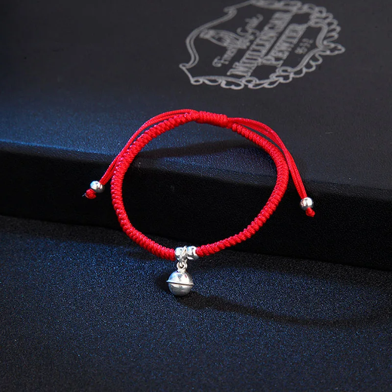La Monada 925 Sterling Silver Bell Charm Red Thread Bracelet for Women Adjustable Handmade Red String Rope Bracelet