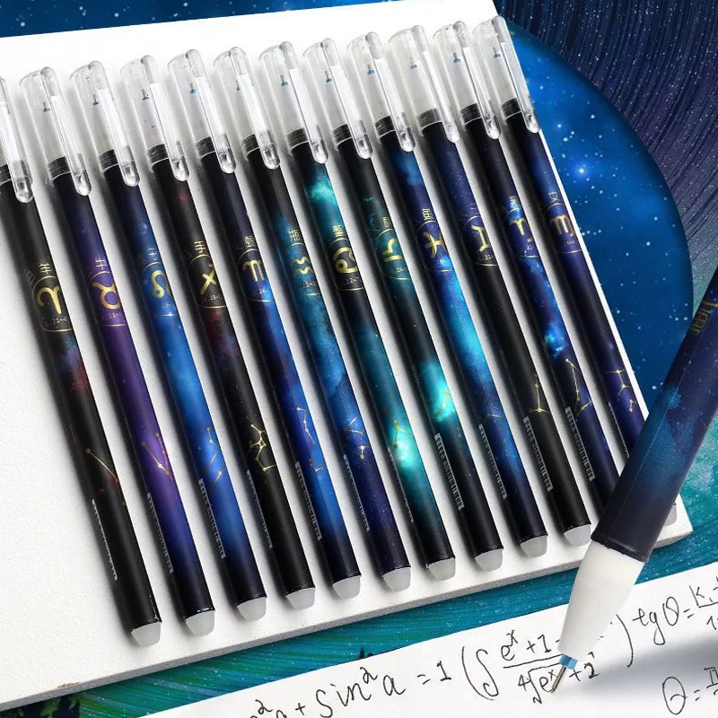 

Kid Erasable Rollerball Pen Student 12 Constellations Erasable Pen 0.5 0.38 0.35 Needle Writing Washable Rod Black Blue Red