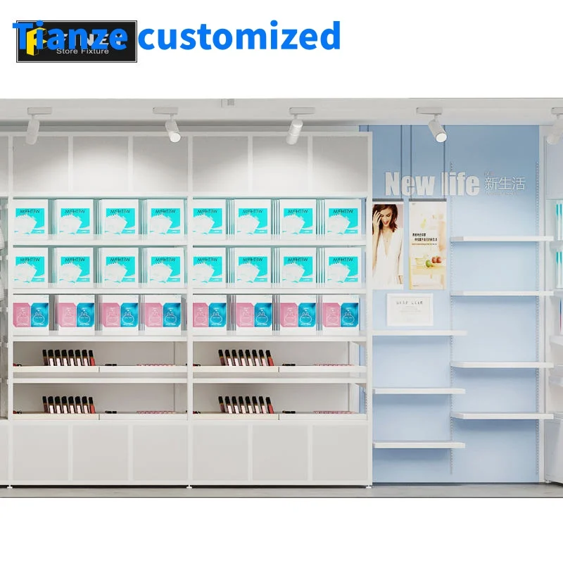 （customized）Big Chain Retail Store Wall Rack Supplier Retail Store Display Cabinet Design With Led Light