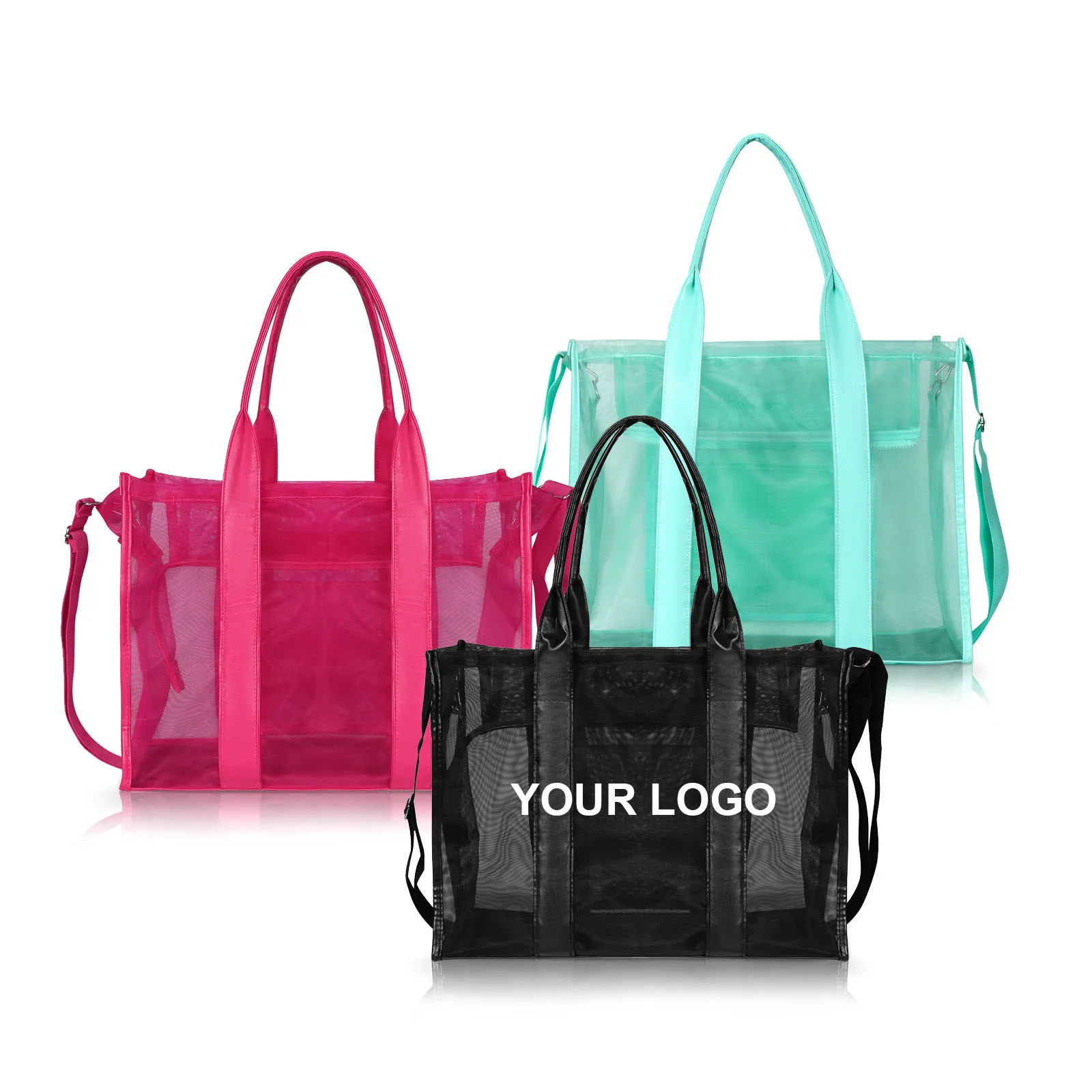 

Personalized Jelly Transparent Unique Shoulder Bag Beach Crossbody Handbag Custom Logo Waterproof Leather Handle Shopping Bag