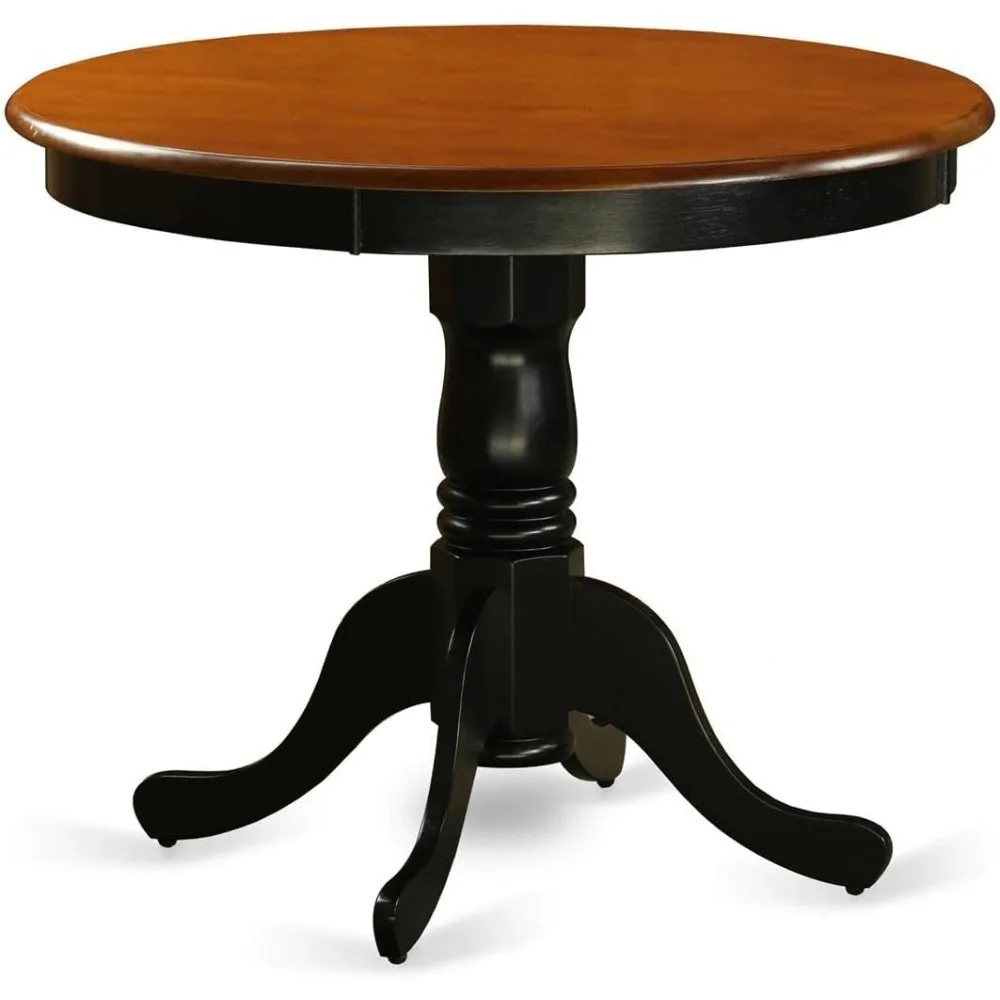 

ANT-BLK-TP Antique Kitchen Dining Table - a Round Solid Wood Table Top with Pedestal Base, 36x36 Inch, Black