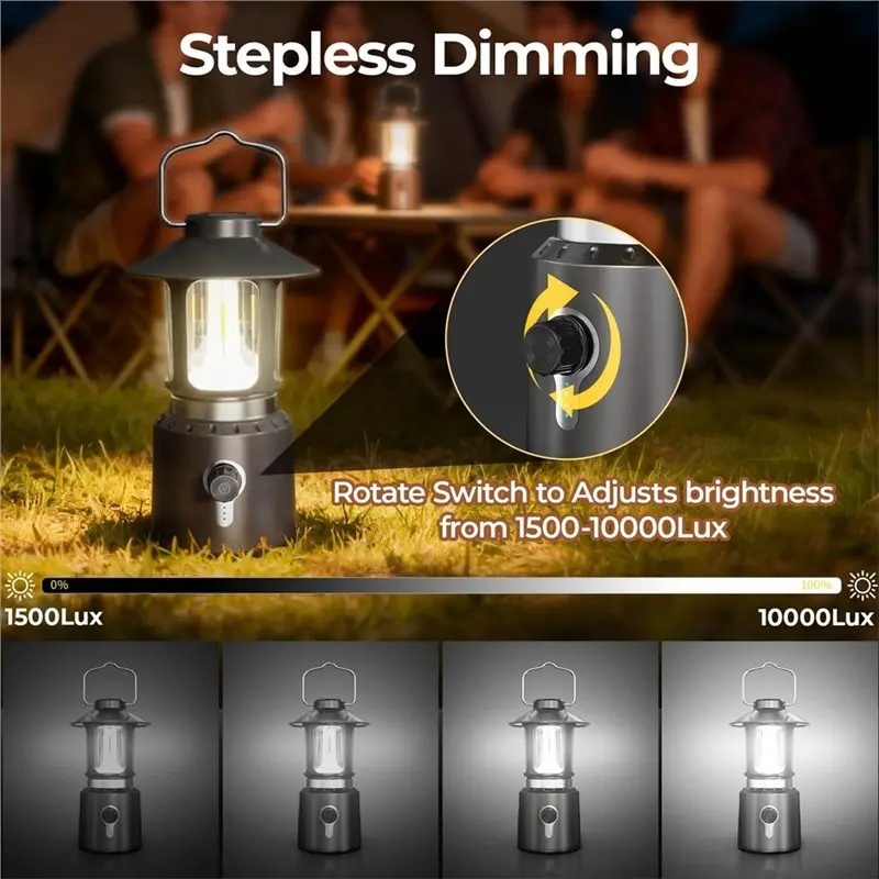 Telescopic Camping Lantern Featuring 8000Mah Battery Capacity, 3 Lighting Modes& Waterproof Build Design