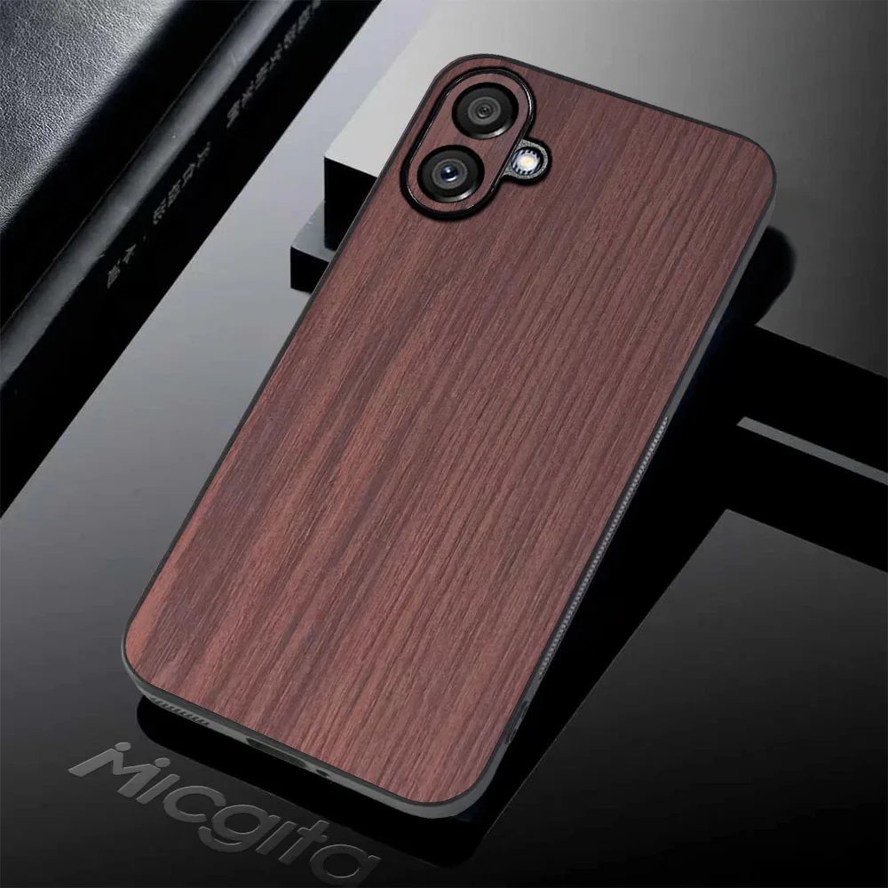 Wood Grain Case For Samsung Galaxy F07 Unique Natural luxury Leather Cover For Samsung F07 Case
