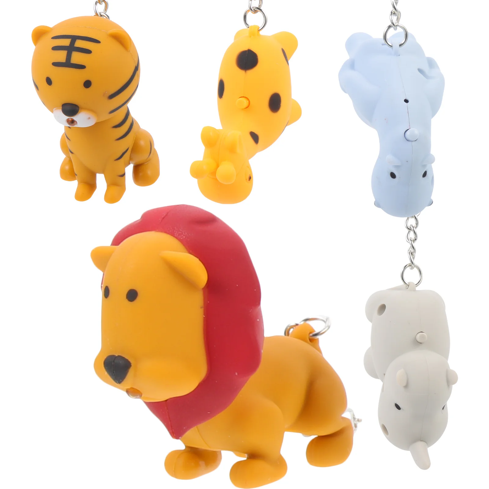 5Pcs Animal Keychains Light Up Flashlight Sound Party Favors Kids Boys Girls Keychains Key Chains Keyrings Funny Keychain