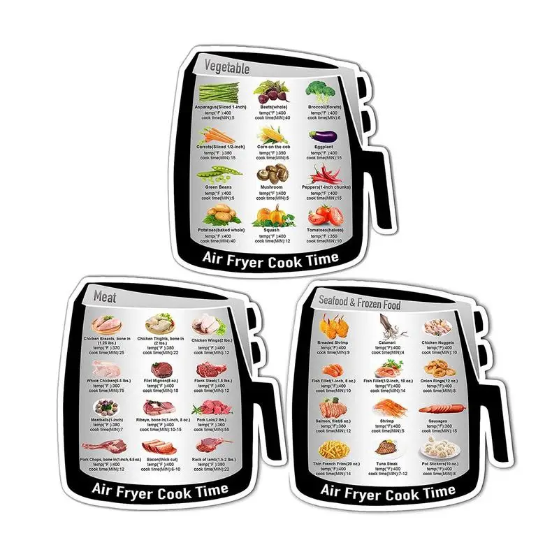 Air Fryer Cooking Time Chart Cookbook Magnetic Sheet Food Pro Recipe Cooking Schedule Quick Reference Guide Kitchen Accessories