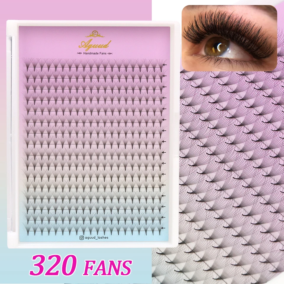 

AGUUD Premade Russian Volume Fans Lashes 4D 5D 6D 8D 10D 12D Soft 320 Fans Lash Extension Faux Mink Pointy Base Makeup Eyelashes