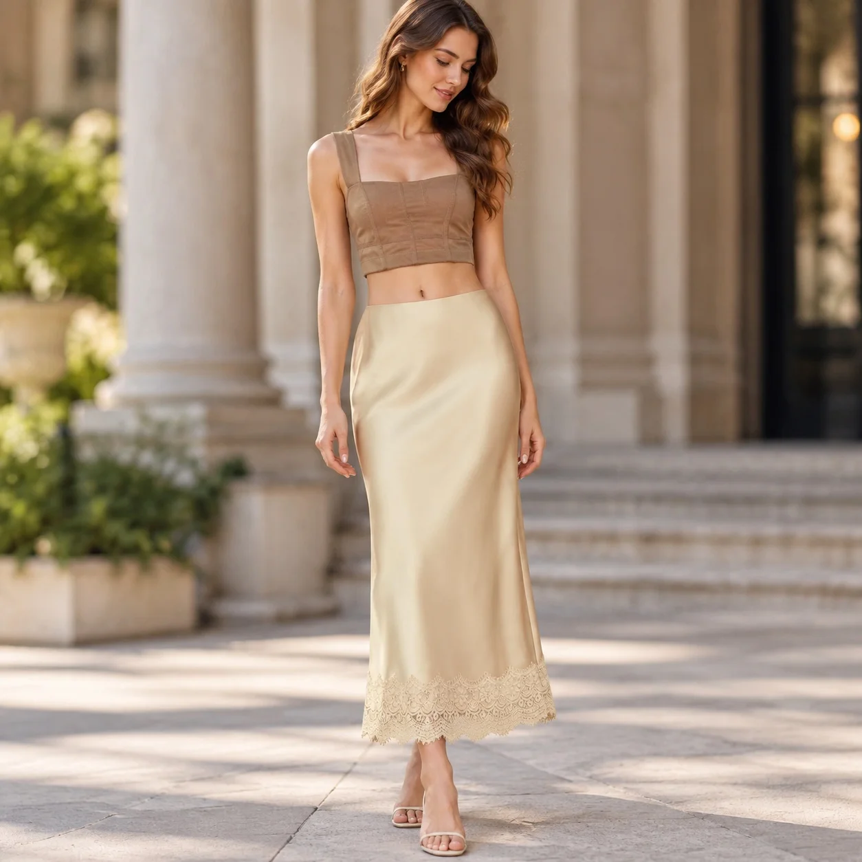 Bodycon Silhouette Skirt Long Skirt Professional Style with Elastic Waist Camping Travel Elegant Daily Date Spring for Women