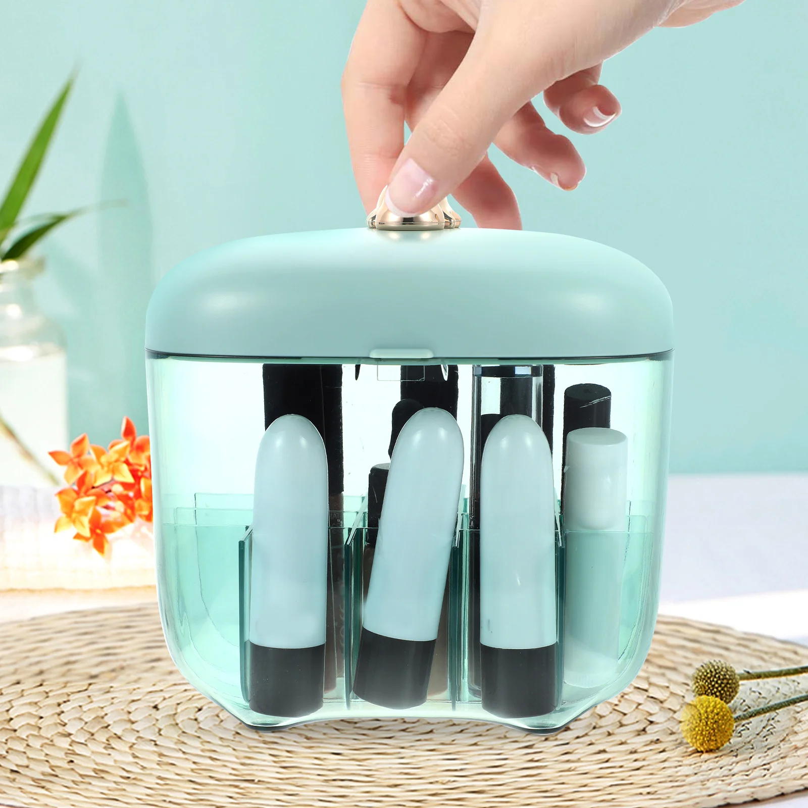 

Lipstick Storage Box ganizer for Home Bedroom Desktop Tabletop Dresser Multi grid Rack Practical Durable Household St Holder