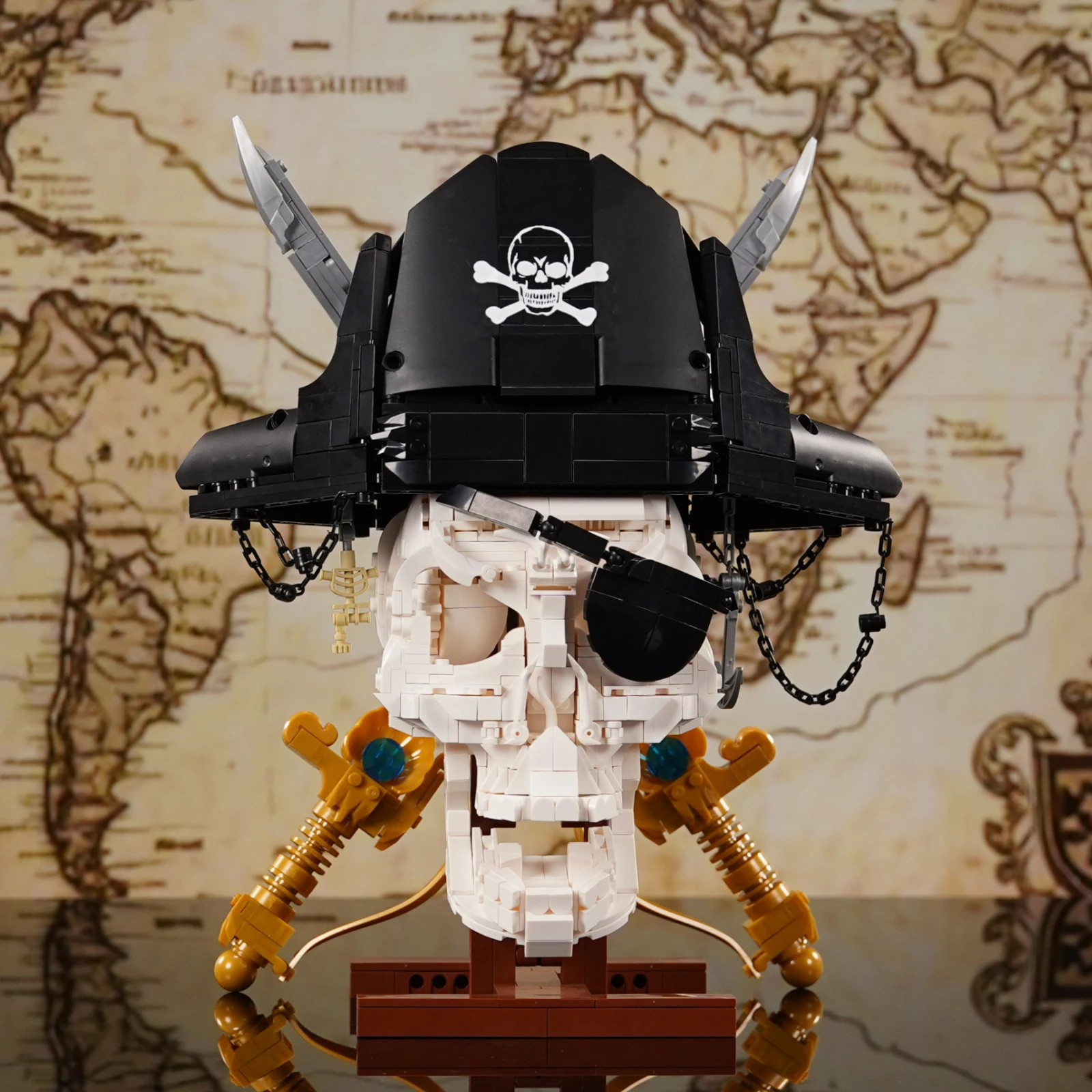 

Simulated pirate skull model assembly kit, home toy, decoration, building toy, educational toy, building blocks, birthday gift