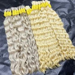 Extensiones de cabello humano ondulado de templo indio, mechones de pelo de visón a granel, suelto, tejido de agua profunda, virgen, 100% Natural crudo, venta al por mayor