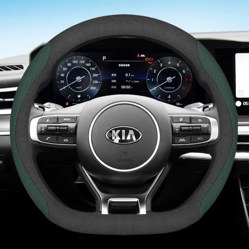Leather Car Steering Wheel Cover for Kia Sportage K9 Seltos 2025 2024 2023 2022 Breathable Non-slip Car-styling Auto Accessories