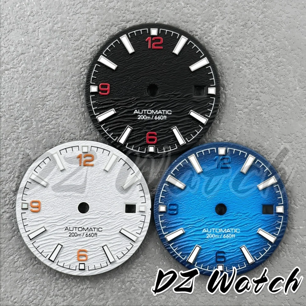 29mm Gradient Wave Pattern Diving Dial Green Luminous Scale 3 Q'clock Window Suitable For Mingzhu2813 Movement Watch Accessories