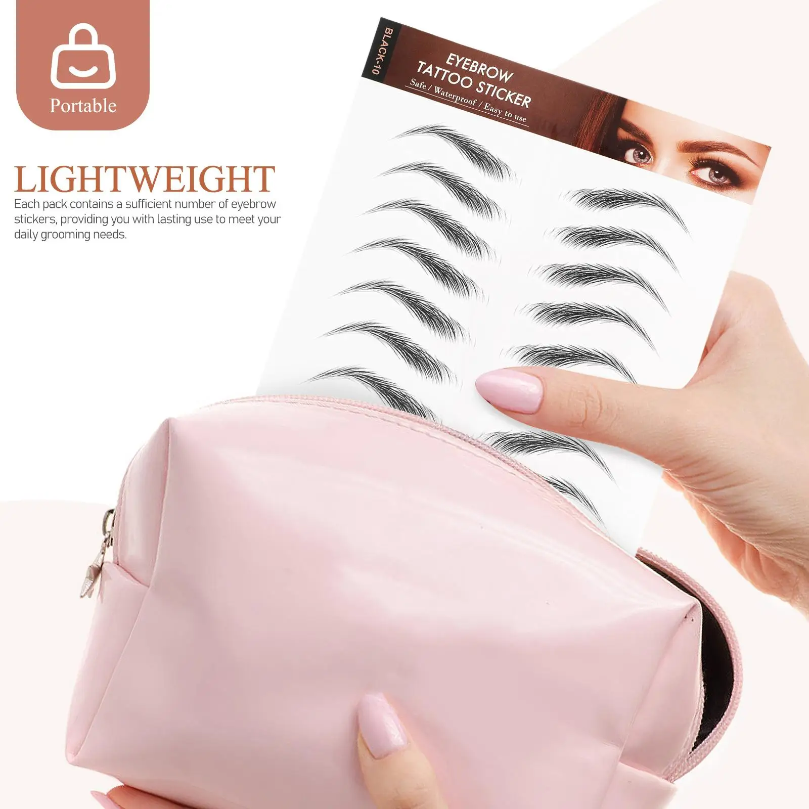 6 Sheets Waterproof Eyebrow Stickers Realistic 6D Tattoo Transfer Simulation Peel Off Fake Eyebrow Temporary Grooming Shaping