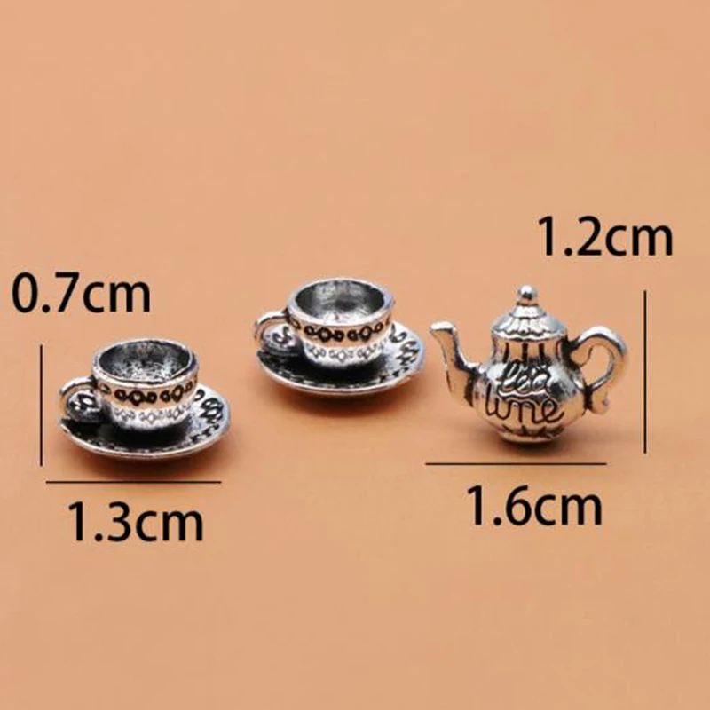 Puppenhaus niedlichen Mini kleine Teekanne Tee tasse Puppenhaus Möbel Miniatur Teekanne Tasse Platte 1 Teekanne mit Deckel 2 Tassen Geschirr Spielzeug