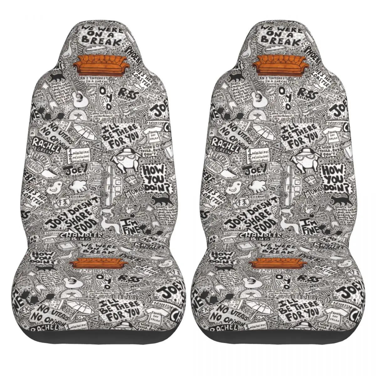 

Friends TV Show Car Seat Covers Polyester Stretch Auto Seat Covers 2 Pcs Pretty Bus Cover