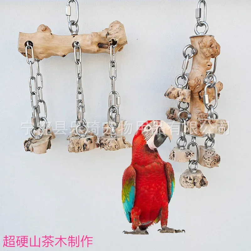 

Medium and large parrots, camellia wood stainless steel combination gnawing big skewers, birdcage hardwood molars to relieve bor
