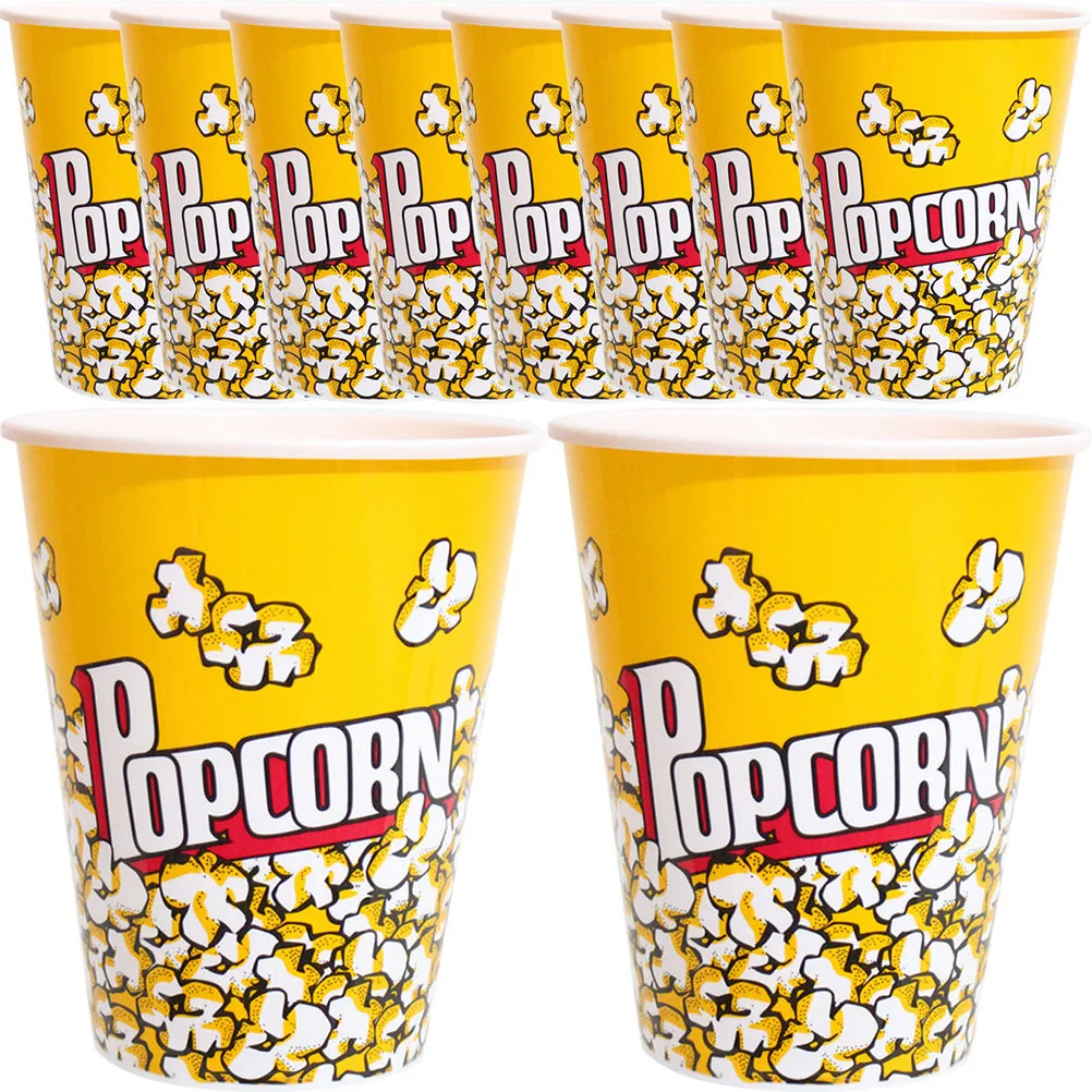 

10pcs Reusable Plastic Popcorn Bucket Box Container For Party Movie Night Festival Snack Storage Baking Wrap French Fries Candy