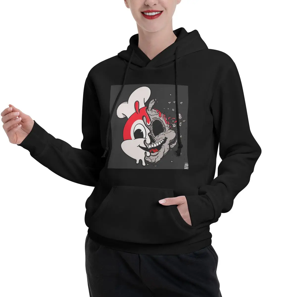 JOLLIBEE ACID POPART REMIX FILIPINO GRIS Casal Hoodies Casual Pulôver Moletom Moda Manga Longa Streetwear Outono Inverno