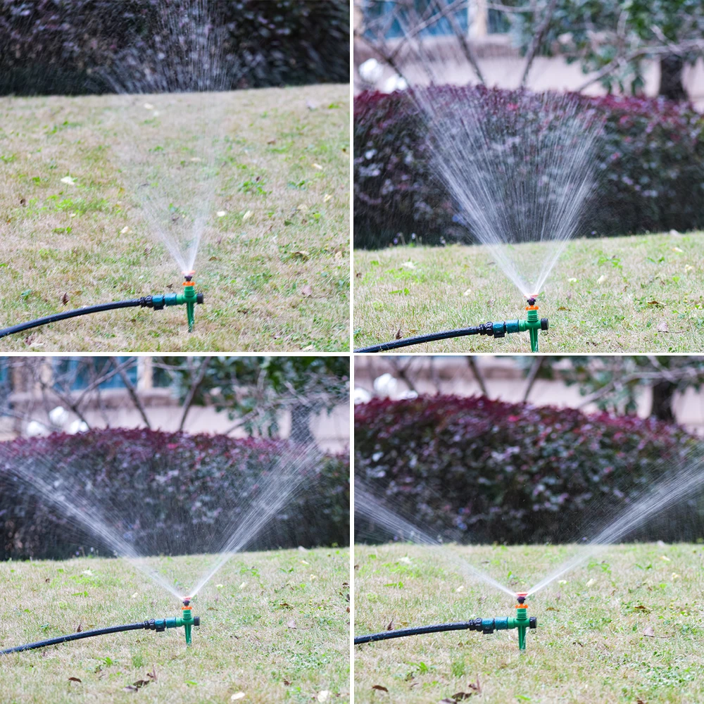 360-Degree Rotating Garden Sprinkler with Support - 1/2" Thread, Ideal for Lawns & Gardens, Durable Plastic, Watering & Irrigati