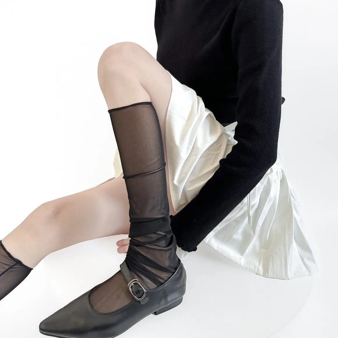 Women Stockings Summer Thin Breathable Mesh Knee Socks JK Lolita School Girls Solid Color Stockings Long Socks Women Stockings