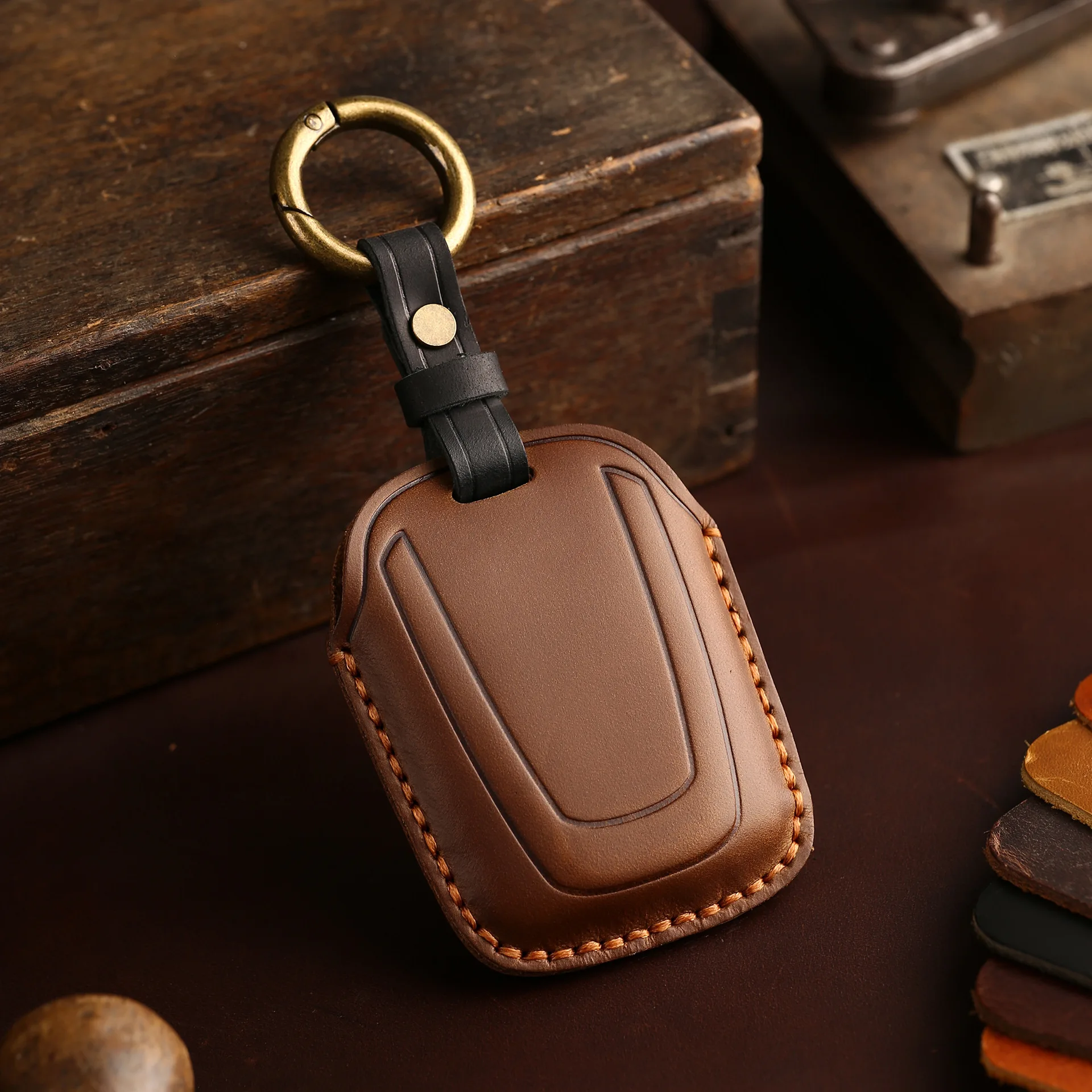 Leather Car Key Cover Case Protector Shell Holder Fob Set for BMW I3 I8 Series Keyless Remote Car styling Keychain Accessroies