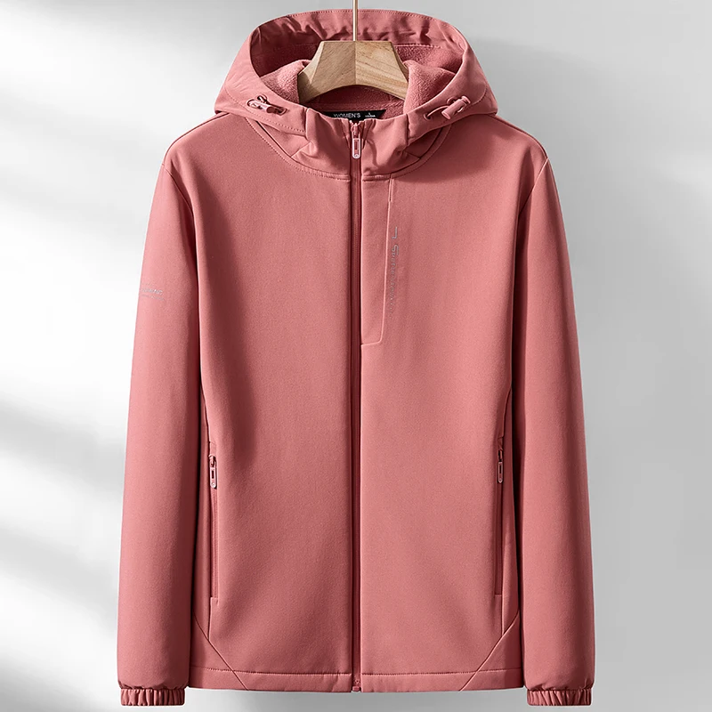 

New Warm Fleece Men's Women's Coats Zipper Pocket Autumn Winter Plus Size Jacket Inside Pocket Hooded Thick Warm Outdoor Coat