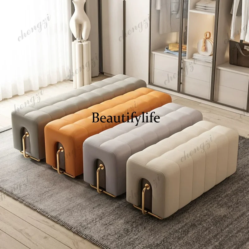 A73Nordic Floor Stool Living Room Pouffe Modern Office Stool Leather Piano Mueble Recibidor De Entrada Chinese Furniture
