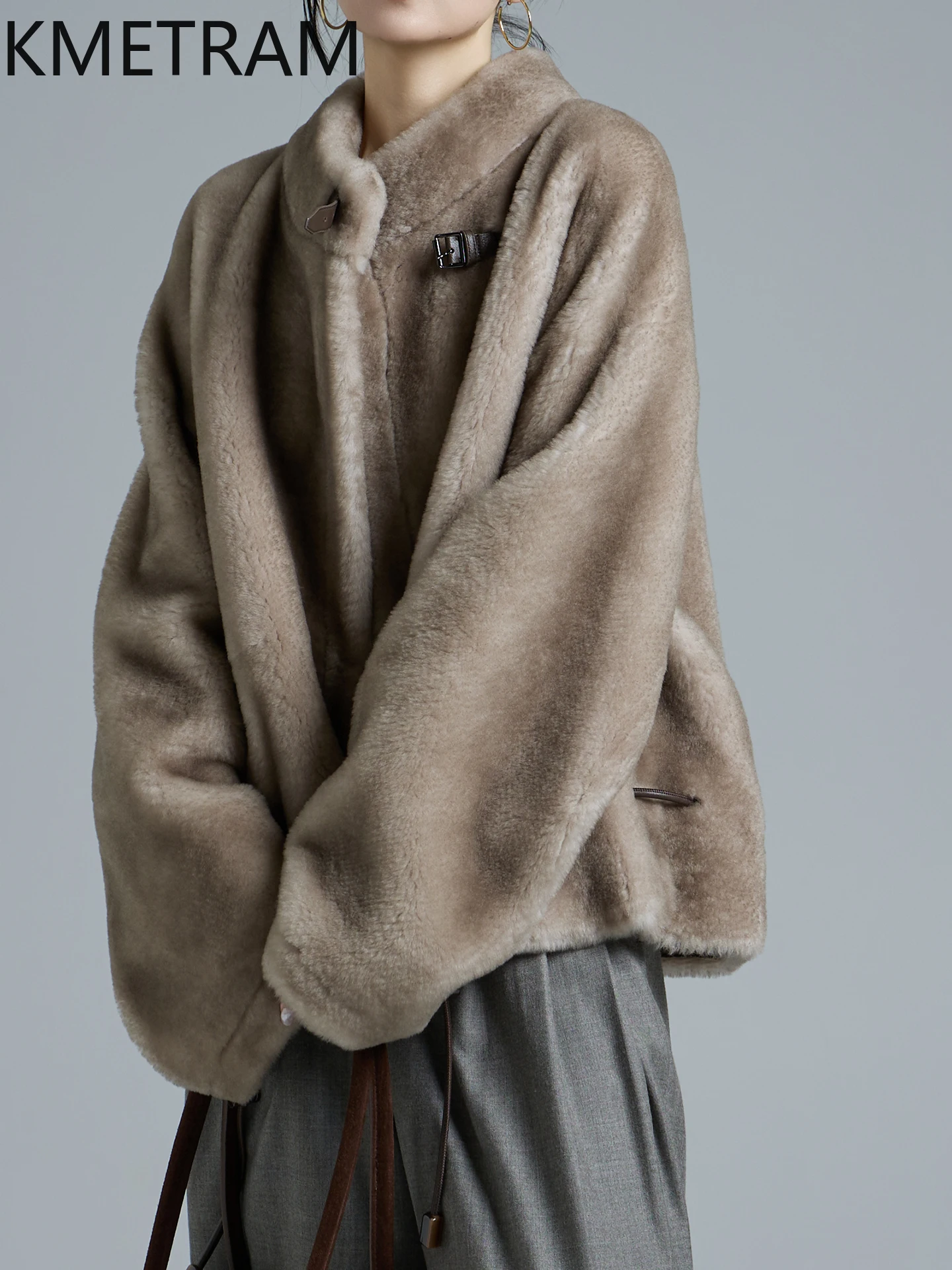 KMETRAM 100% 천연 양모 럭셔리 모피 코트 여성용 겨울 2025 리얼 퍼 코트 숏 신상 아우터웨어 여성용 모피 코트