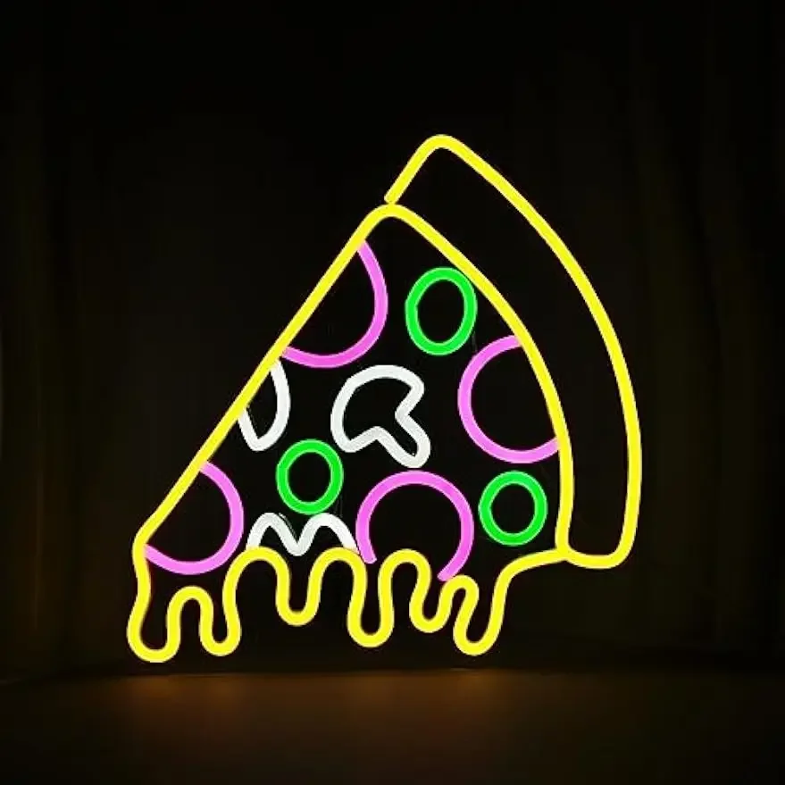 Pizza LED Neon Sign for Food Shop Windows Decor USB Dimmable Wall Light for Pizzeria Italian Restaurant Kitchen Food Court Decor