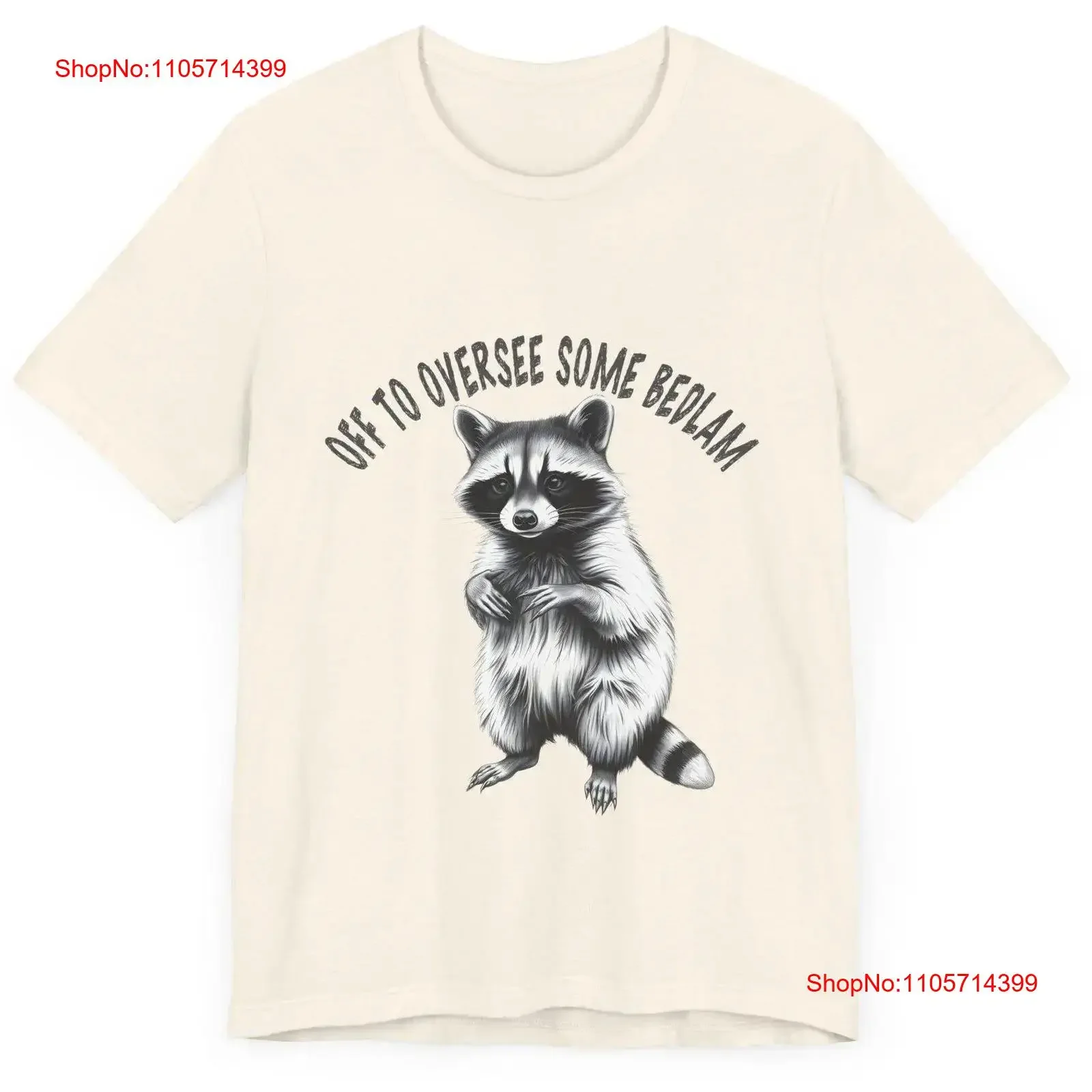 Raccoon Off to Oversee Some Bedlam Funny T Shirt Bella Canvas Adult Sizes Lovers Weird Original Design vintage Washed Casual