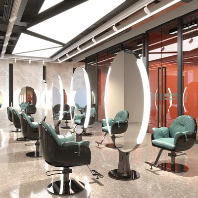 Friseursalon Shop Spiegeltisch Friseurspiegel Friseursalon Spezieller einfacher LED-Boden aus Edelstahl Einzel- und Doppelspiegel mit Lam