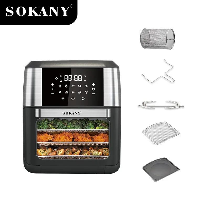 High Efficiency Black 12 Liter Digital Fryer, Smart Touch Buttons, Easy To Operate, Easy To Clean and Non-stick Basket