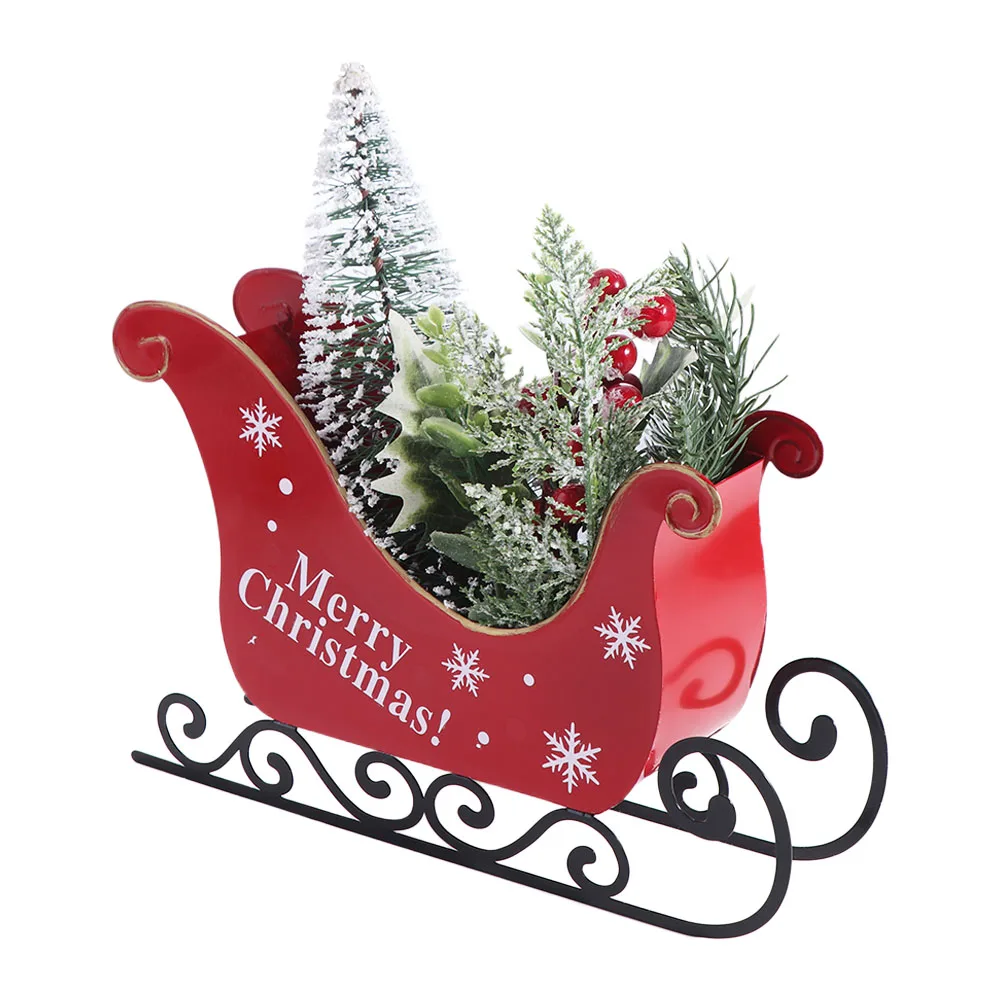 

Wrought Iron Sleigh Car Ornament Durable Reusable Christmas Sleigh Ornament Unique Santa Claus Sled Figurine Photog Props