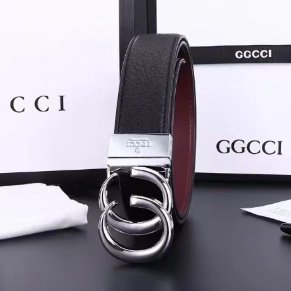 High quality double G men's genuine leather belt, high-end two-layer pure cowhide, trendy for middle-aged and young people