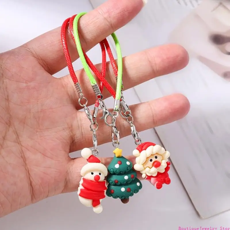 E1PE Triple Pack Holiday Phone Charm Santa Snowman Christmas Christmas Phone Ornament Festive Loss Proof