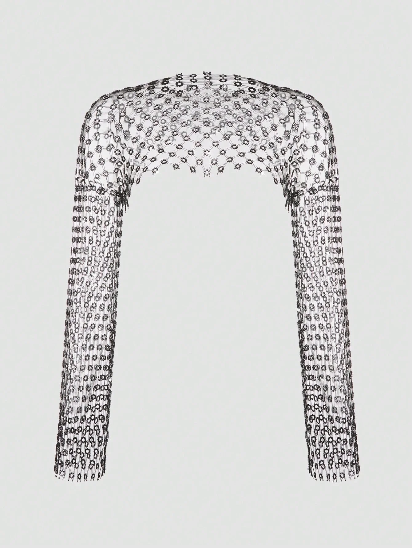 Shiny Rhinestone Fishnet Long Sleeve Crop Top Sexy Hollow Out See Through Mesh Party Club T Shirt Autumn Women Bikini Cover Up