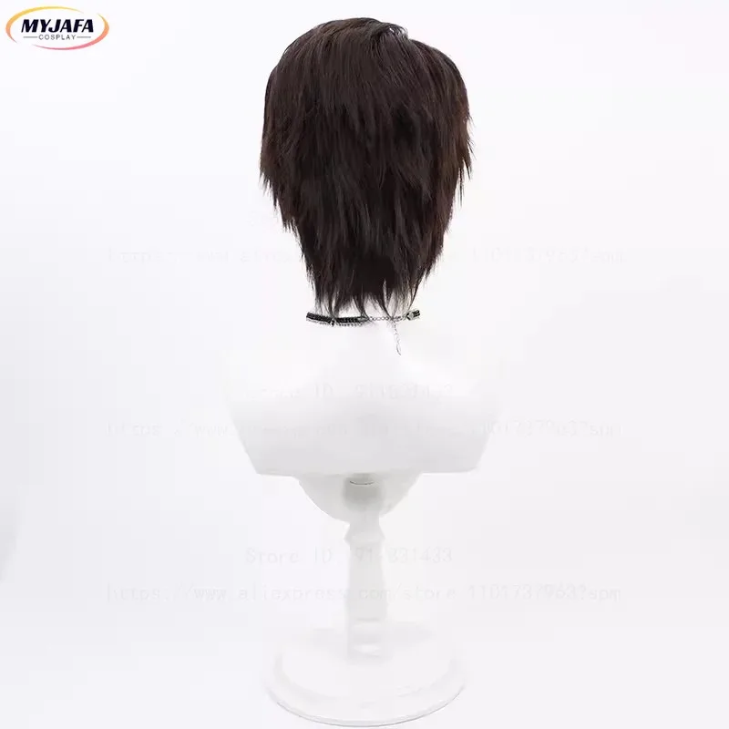 Arcane:LOL Jayce Talis Parrucca Cosplay Corta Marrone Resistente al calore Capelli sintetici Halloween Anime Jaycee Giochi di ruolo Parrucche + Protezione parrucca