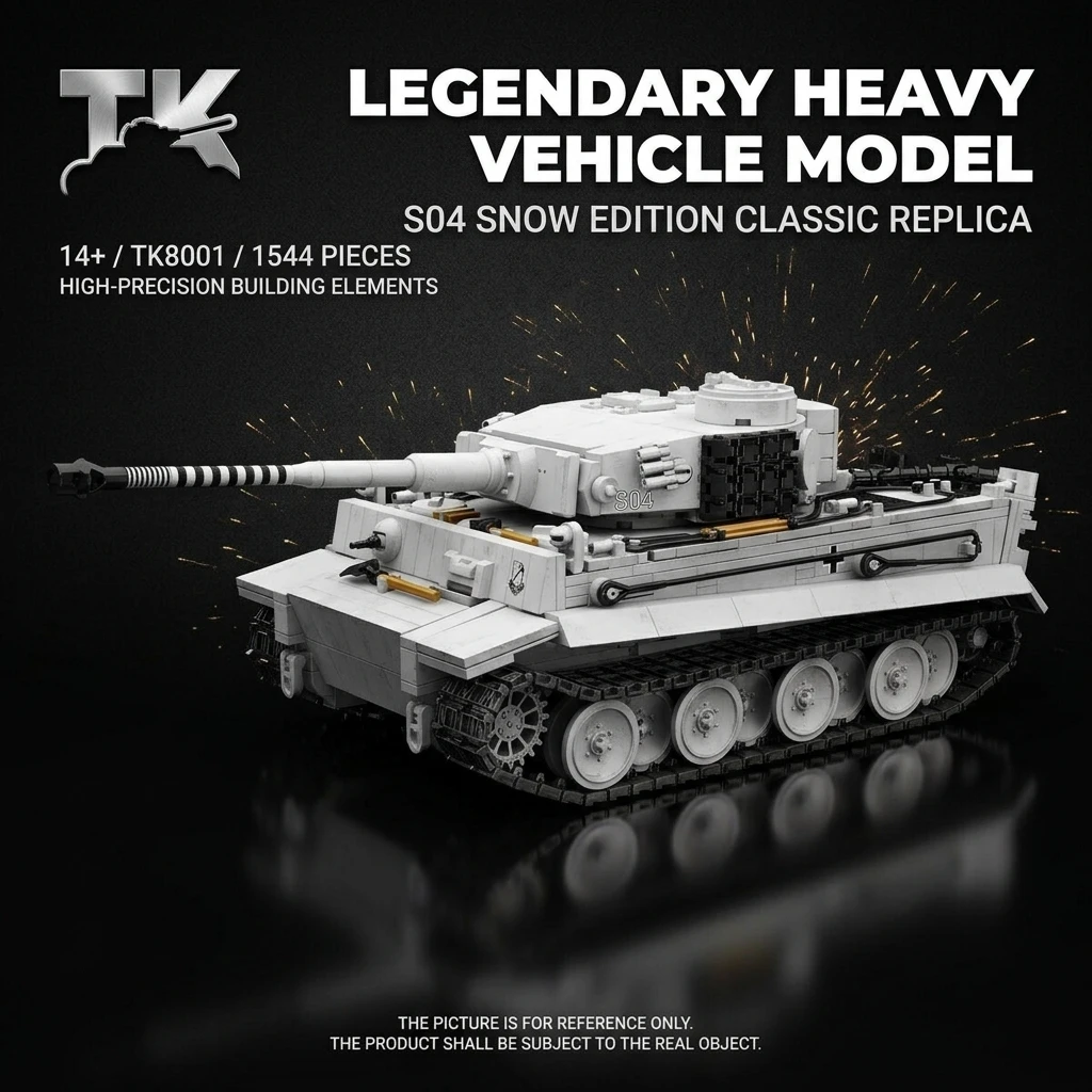 

Набор строительных блоков «Танк Тигр» времен Второй мировой войны, масштаб 1:28, 1544 детали, модель бронетехники, конструктор TK2-8001 для взрослых и детей