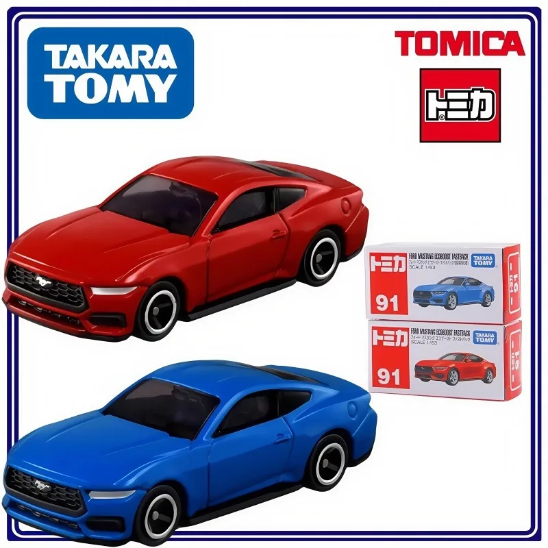

TOMY Tomica Red & White Box Series Simulation Alloy Car Model Children Toys Number 91 Ford Mustang Roadster Boxed Boutique Gifts
