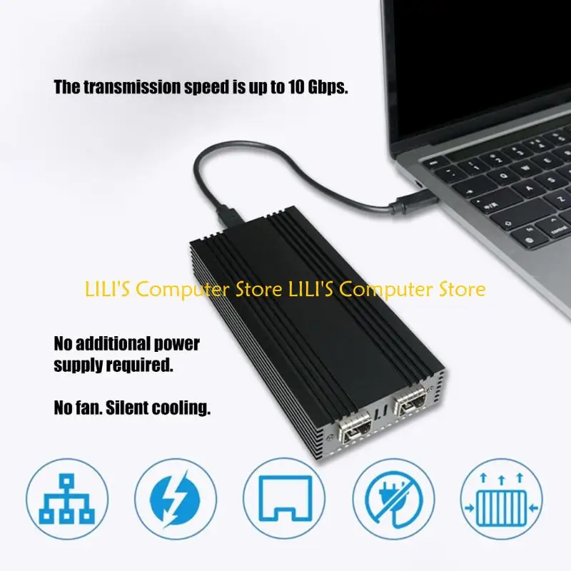 A52B USB4 om SFP+ poort 10G Ethernet-adapter RJ45 10GBASE-T voor mini-pc te verdubbelen