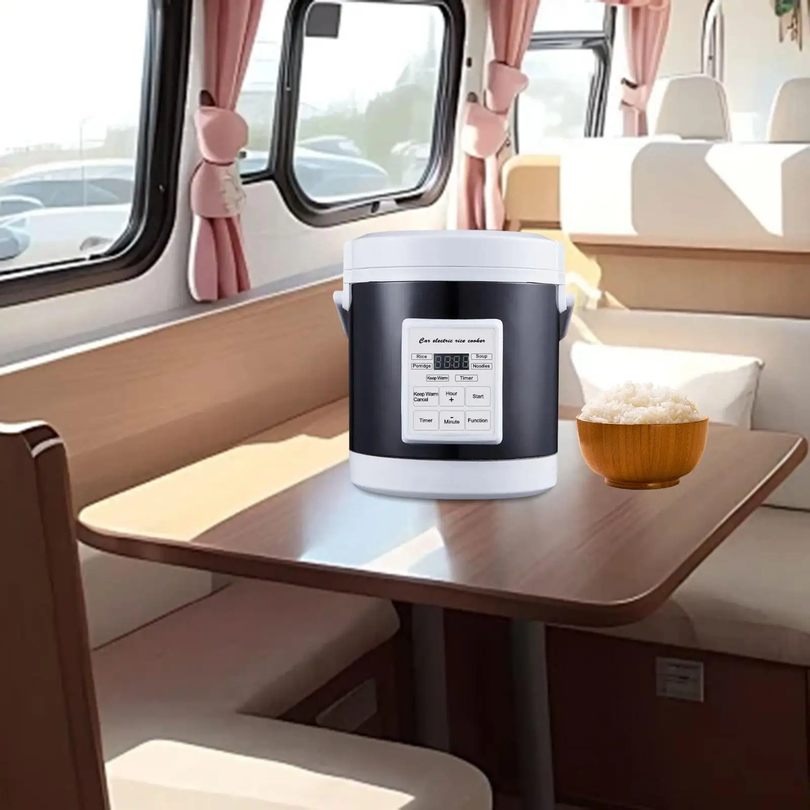 1.6l mini panela de arroz para carro, caminhão para viagens, acampamento 12-24v lancheira elétrica para cozinhar sopa arroz mingau macarrão