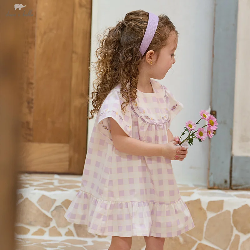 

Dave Bella Girls Dress Autumn Spring Pure Cotton Baby Kids Cool Knitted Skirt Casual Plaid Outerwear Children Clothing DB2252334