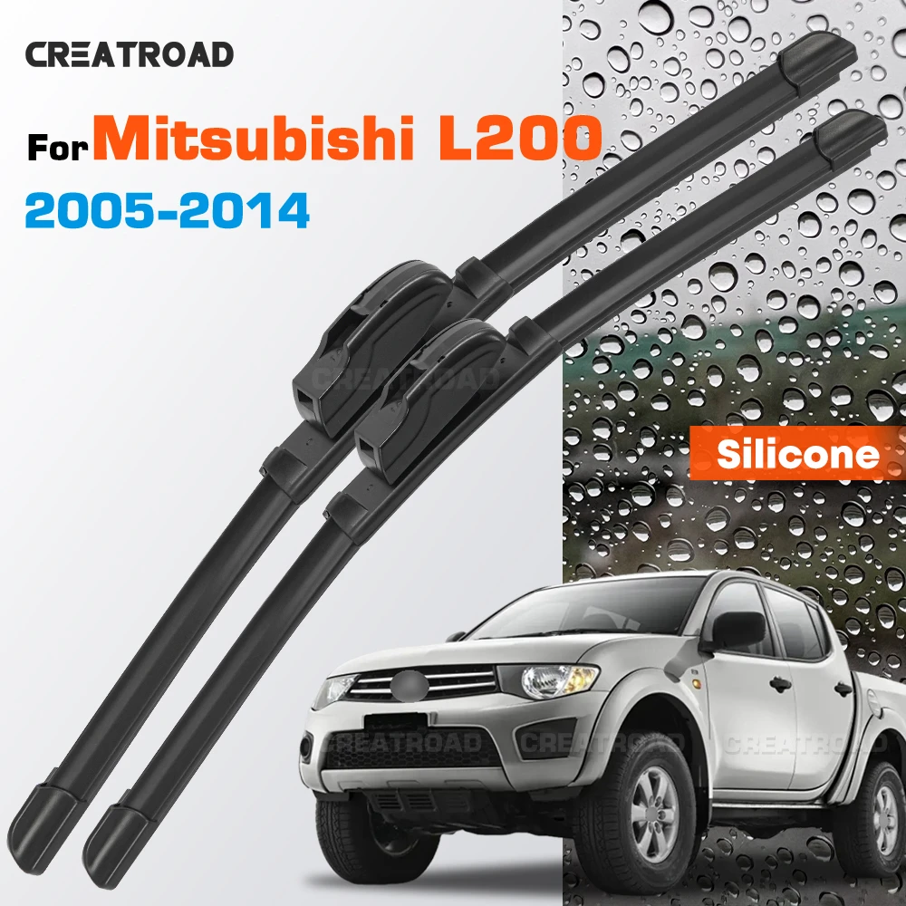 

Silicone Wiper Blades Fit For Mitsubishi L200 KA KB 2005-2014 Coated Silent HD Wear-Resistant Car Windshield Wipers 21"+19"
