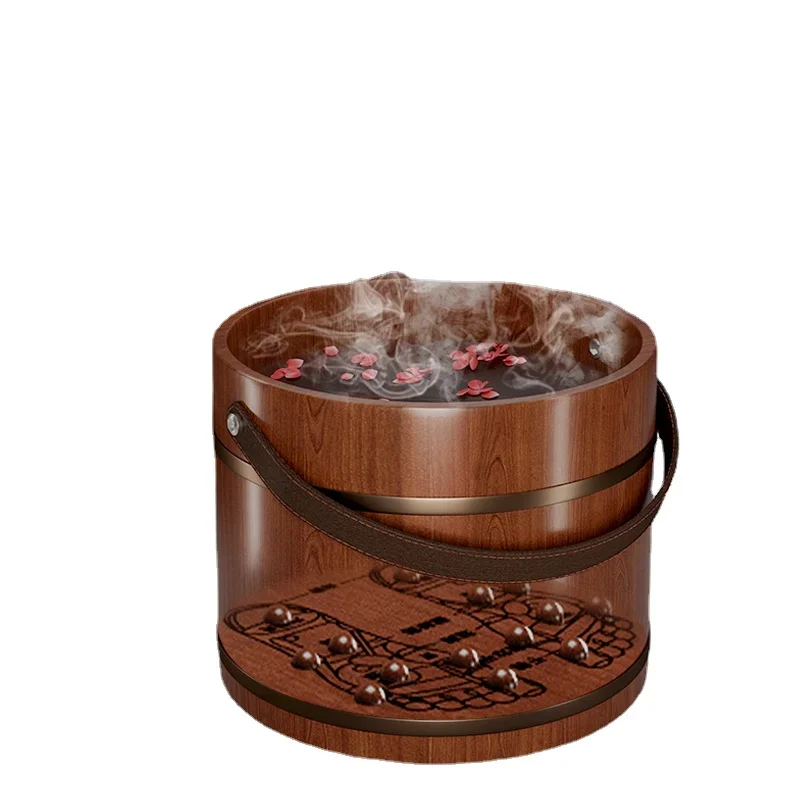 Portable Foot Bath Wooden Bucket over Calf Wooden Foot Barrel Health-Preserving Massage Feet Bathing Tub