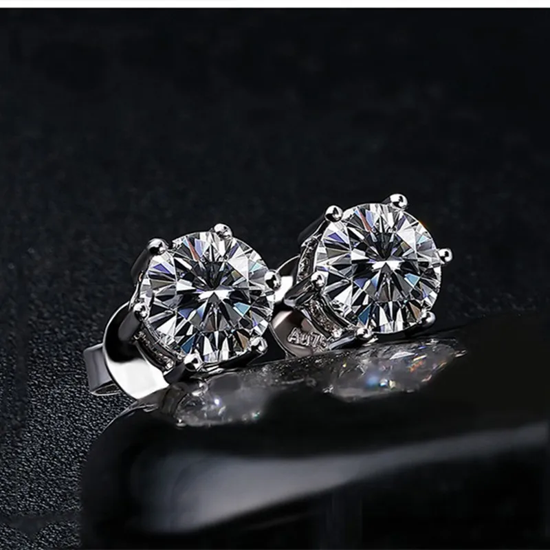 2ct 8mm Moissanite Earrings for Women Lab Grown Diamond Ear Studs 925 Sterling Silver Fine Jewelry Gift