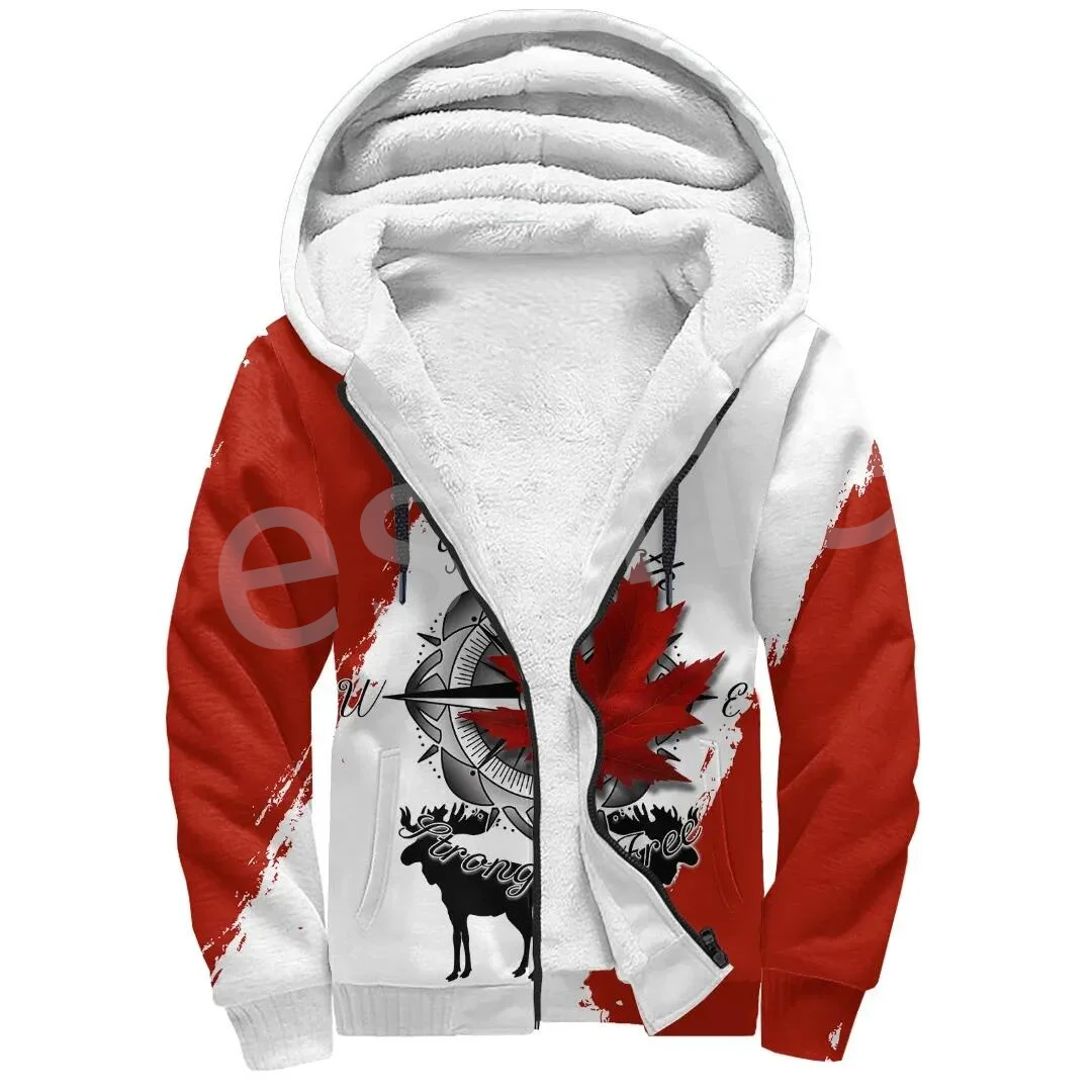 

Tessffel Canada Maple Leaf Country Flag Camo Tattoo Colorful 3Dprint Men/Women Winter Overcoat Fleece Zip Hoodies Jacket A1