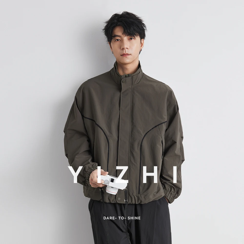 가을 새로운 미국 스탠드 칼라 자켓 남자 파일럿 루즈 자켓 코트 스포츠 야외 방풍 방수 작업복 탑 코트