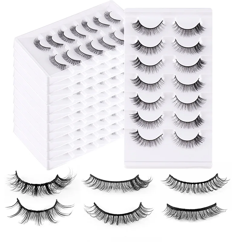 7 Paar Korte Valse Wimpers Extensions Natuurlijke Nep Strip Wimper Faux Cilios Levensechte Dikke Wimpers Koreaanse Make-Up Schoonheid Nieuw