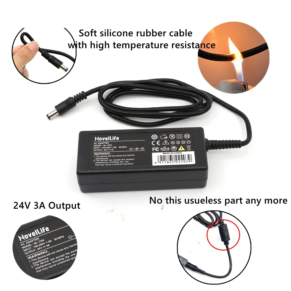 Adaptor catu daya 24V 3A untuk TS100 SH72 TS101 Pine64 besi solder listrik Mini AC 100-240V DC5.5 * 2.5 Jack daya